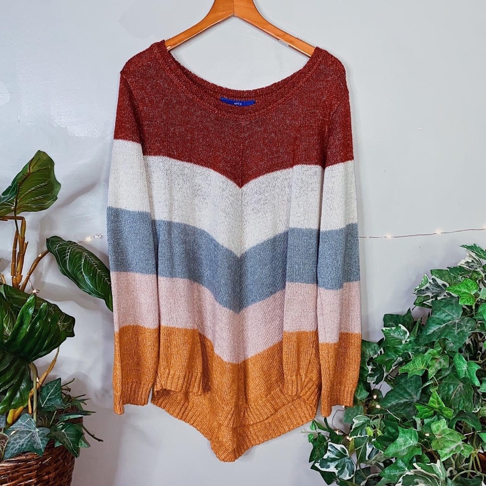 Modern Apt. 9 Earthy Long Sleeve Striped Super Cute Soft Fall Sweater